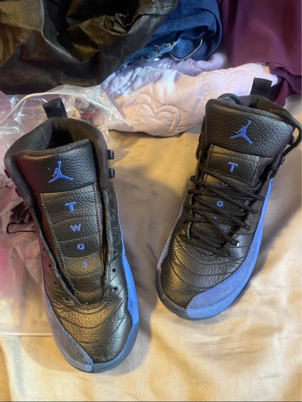 Jordan Kids Black and Blue Retro Basketball Sneakers